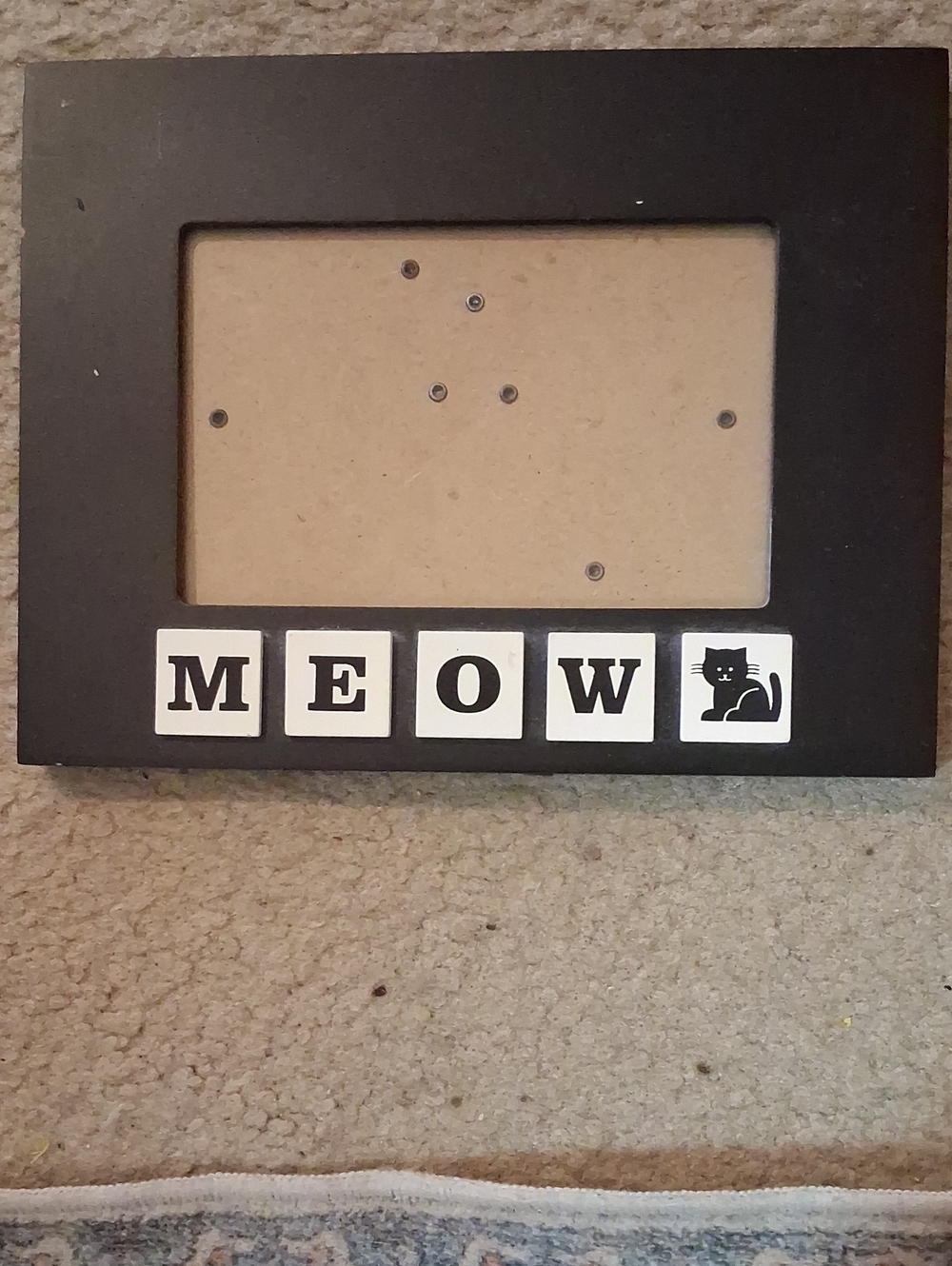 Cat Black Photo Frame with MEOW Tile Accent